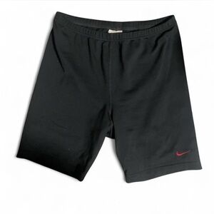 Nike womens Black Athletic Shorts with Red Logo